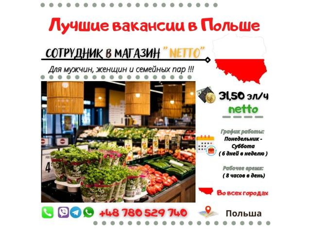 Сотрудник в магазин NETTO в Wołomin Wołomin - e-Delo.pl - Работа в Польше