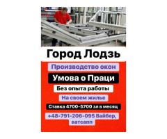 Производство окон,умова о праци,мужчины,Лодзь