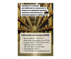 Работники на склад бытовой техники