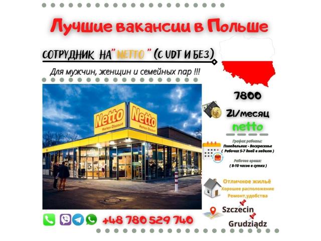 Сотрудник на Netto  (С UDT и Без)  в Szczecin Щецин - e-Delo.pl - Работа в Польше