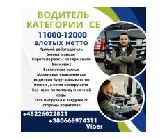 Водитель C+E по Европе, короткие рейсы, маленькая компания